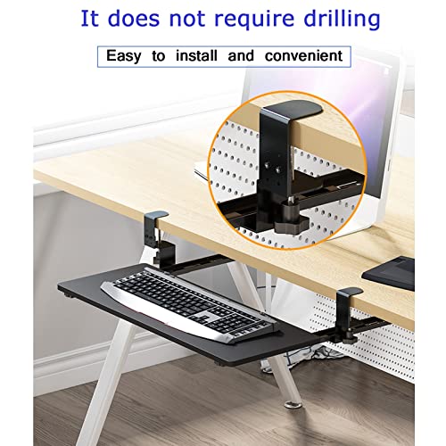 Generisch Klemmbare Tastaturablage 75 cm – Höhenverstellbare Schublade unter dem Schreibtisch für Tastatur und Maus – Ausziehbare Plattform – Ideal für Arbeitsplätze, Homeoffice und Gaming Bild 5