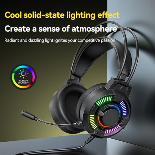 Denash Gaming-Headset, RGB-Lichter, 7.1-Surround-Sound, Kabelgebundene USB-Kopfhörer mit 50-mm-Treibern und Leichtem Design, für PC-Gaming und Multimedia Bild 4