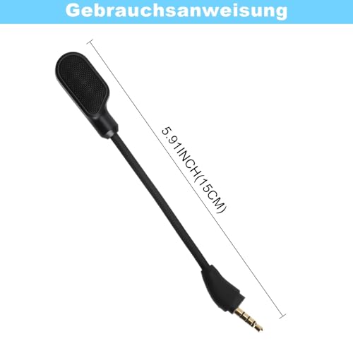 Ersatz Mikrofon Headset für HyperX Cloud II & Cloud III, Gaming Headset Mikrofon mit 3,5 mm Stecker, biegsames Boom Mikrofon für klaren Sprachchat, kompatibel mit kabelgebundenen & kabellosen Modellen Bild 2