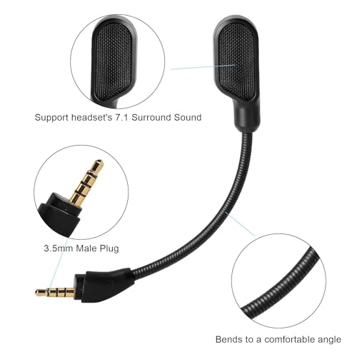 Ersatz Mikrofon Headset für HyperX Cloud II & Cloud III, Gaming Headset Mikrofon mit 3,5 mm Stecker, biegsames Boom Mikrofon für klaren Sprachchat, kompatibel mit kabelgebundenen & kabellosen Modellen Bild 4