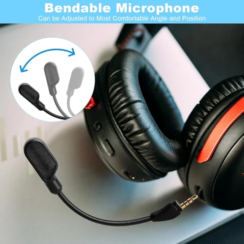 Ersatz Mikrofon Headset für HyperX Cloud II & Cloud III, Gaming Headset Mikrofon mit 3,5 mm Stecker, biegsames Boom Mikrofon für klaren Sprachchat, kompatibel mit kabelgebundenen & kabellosen Modellen Bild 6