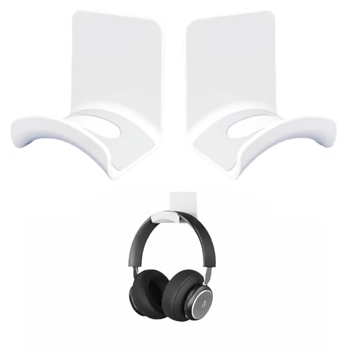 2 Stück Kopfhörer Halter Klebeband - Premium Kopfhörer Haken Wandhalterung mit Starkem Klebeband, Universeller Ohrhörer Aufhänger für Schreibtisch, Wand, Monitor, Gaming Kopfhörer, Kabel (Weiß) Bild 1