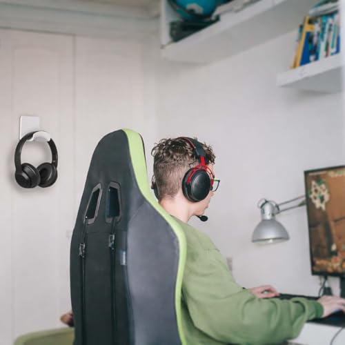 2 Stück Kopfhörer Halter Klebeband - Premium Kopfhörer Haken Wandhalterung mit Starkem Klebeband, Universeller Ohrhörer Aufhänger für Schreibtisch, Wand, Monitor, Gaming Kopfhörer, Kabel (Weiß) Bild 2