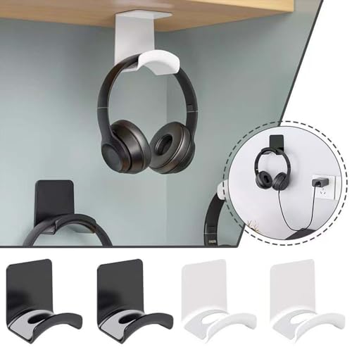 2 Stück Kopfhörer Halter Klebeband - Premium Kopfhörer Haken Wandhalterung mit Starkem Klebeband, Universeller Ohrhörer Aufhänger für Schreibtisch, Wand, Monitor, Gaming Kopfhörer, Kabel (Weiß) Bild 4