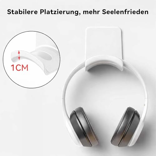 2 Stück Kopfhörer Halter Klebeband - Premium Kopfhörer Haken Wandhalterung mit Starkem Klebeband, Universeller Ohrhörer Aufhänger für Schreibtisch, Wand, Monitor, Gaming Kopfhörer, Kabel (Weiß) Bild 6