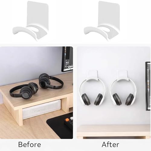 2 Stück Kopfhörer Halter Klebeband - Premium Kopfhörer Haken Wandhalterung mit Starkem Klebeband, Universeller Ohrhörer Aufhänger für Schreibtisch, Wand, Monitor, Gaming Kopfhörer, Kabel (Weiß) Bild 7