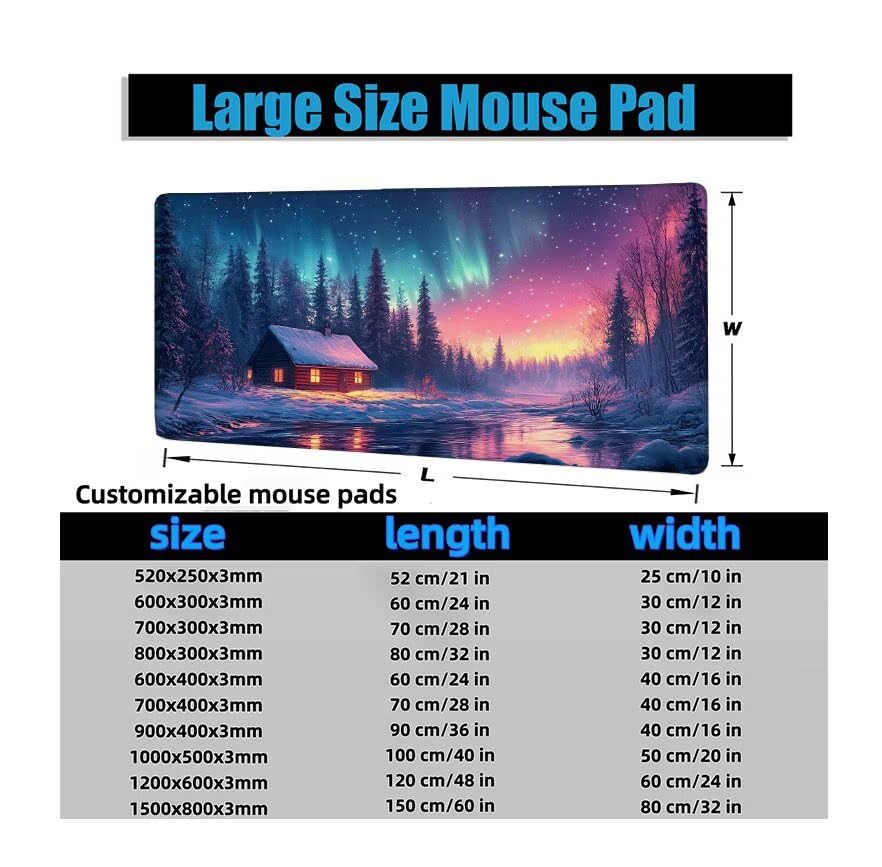 Schreibtischunterlage Weihnachten Mauspad XXL 150x80cm Mousepad Aurora Gaming Mauspad mit Nicht rutschender Unterlage, Vernähte Kanten WassXerdicht Anti-Rutsch Maus Pad für PC, MacBook, Laptop F0-626 Bild 6