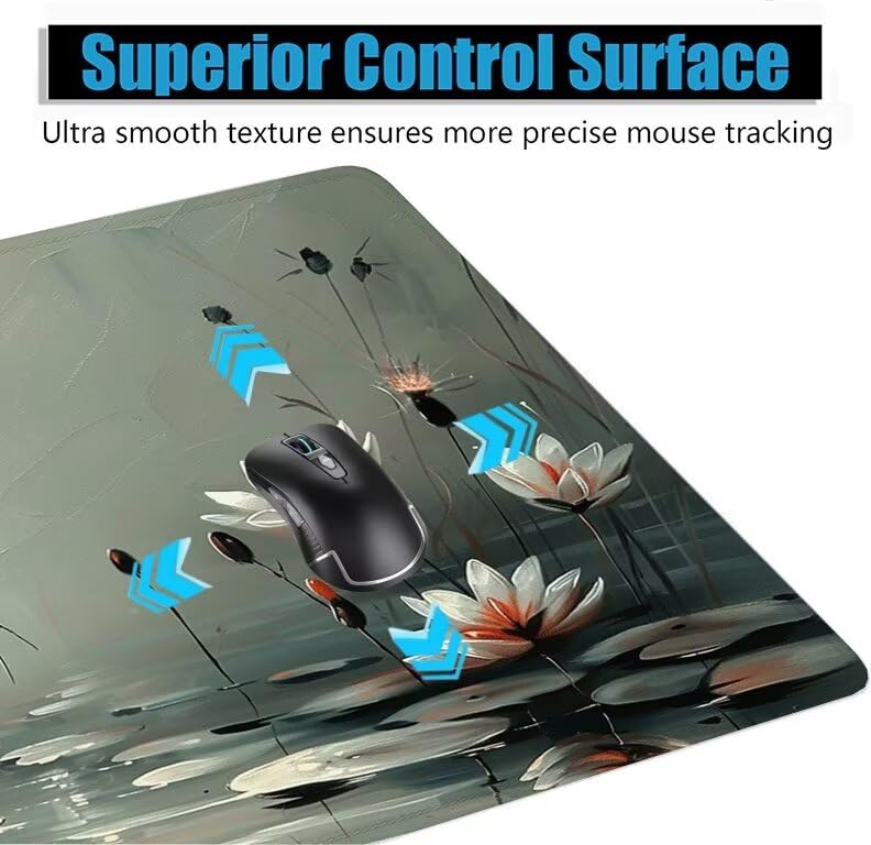 Schreibtischunterlage Grau Mauspad XXL 150x80cm Mousepad Schmetterling Gaming Mauspad mit Nicht rutschender Unterlage, Vernähte Kanten WassXerdicht Anti-Rutsch Maus Pad für PC, MacBook, Laptop F0-608 Bild 5