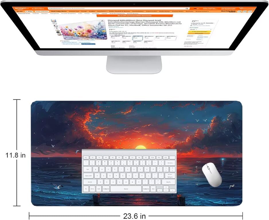 Schreibtischunterlage Pier Mauspad XXL 150x80cm Mousepad Sonnenuntergang Gaming Mauspad mit Nicht rutschender Unterlage, Vernähte Kanten WassXerdicht Anti-Rutsch Maus Pad für MacBook, Office F0-617 Bild 2