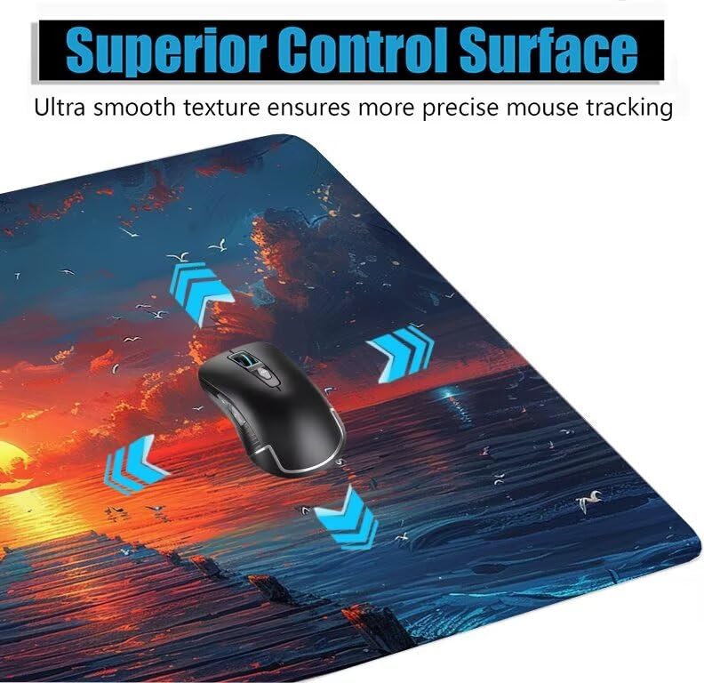 Schreibtischunterlage Pier Mauspad XXL 150x80cm Mousepad Sonnenuntergang Gaming Mauspad mit Nicht rutschender Unterlage, Vernähte Kanten WassXerdicht Anti-Rutsch Maus Pad für MacBook, Office F0-617 Bild 5