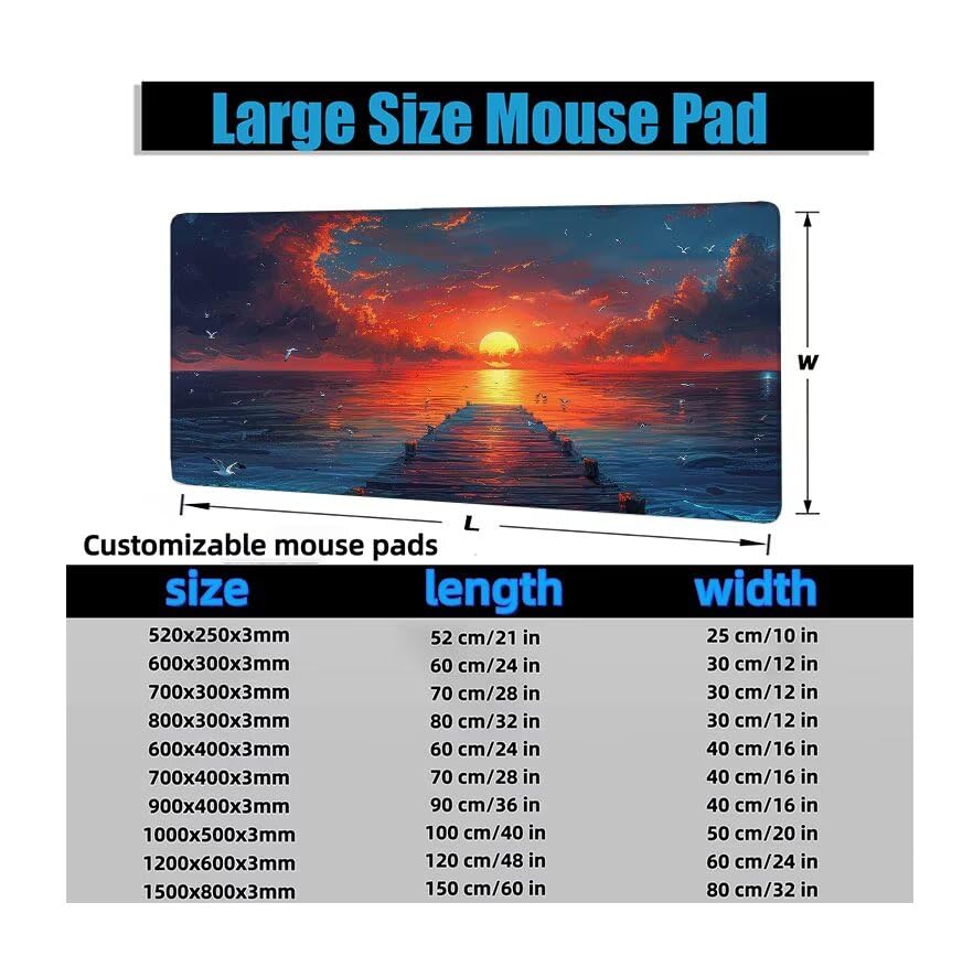 Schreibtischunterlage Pier Mauspad XXL 150x80cm Mousepad Sonnenuntergang Gaming Mauspad mit Nicht rutschender Unterlage, Vernähte Kanten WassXerdicht Anti-Rutsch Maus Pad für MacBook, Office F0-617 Bild 6