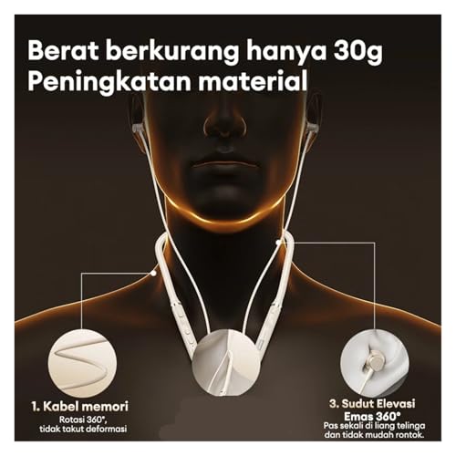 Generisch Kompatibel for Lenovo Y111 Bluetooth 6.0 Kopfhörer mit Nackenbügel, magnetische Ohrhörer, Stereo, Laufsport, Gaming, kabelloses Headset(Beige) Bild 4