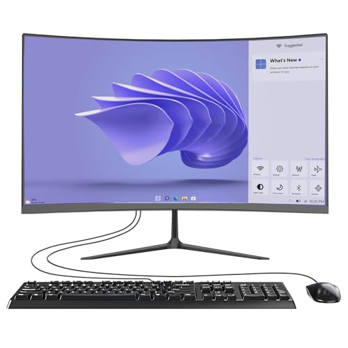 All-in-One Desktop Computer, 23 Zoll FHD Display PC AMD Ryzen5-3500U Quad Core Chipsatz, 8GB RAM 512GB SSD, WiFi, USB3.0 Eingebauter Lautsprecher Tastatur Maus für Gaming Office Study Schwarz Bild 1