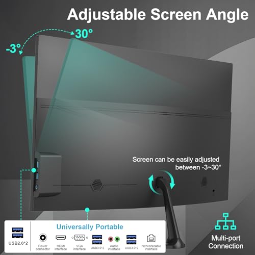 All-in-One Desktop Computer, 23 Zoll FHD Display PC AMD Ryzen5-3500U Quad Core Chipsatz, 8GB RAM 512GB SSD, WiFi, USB3.0 Eingebauter Lautsprecher Tastatur Maus für Gaming Office Study Schwarz Bild 5