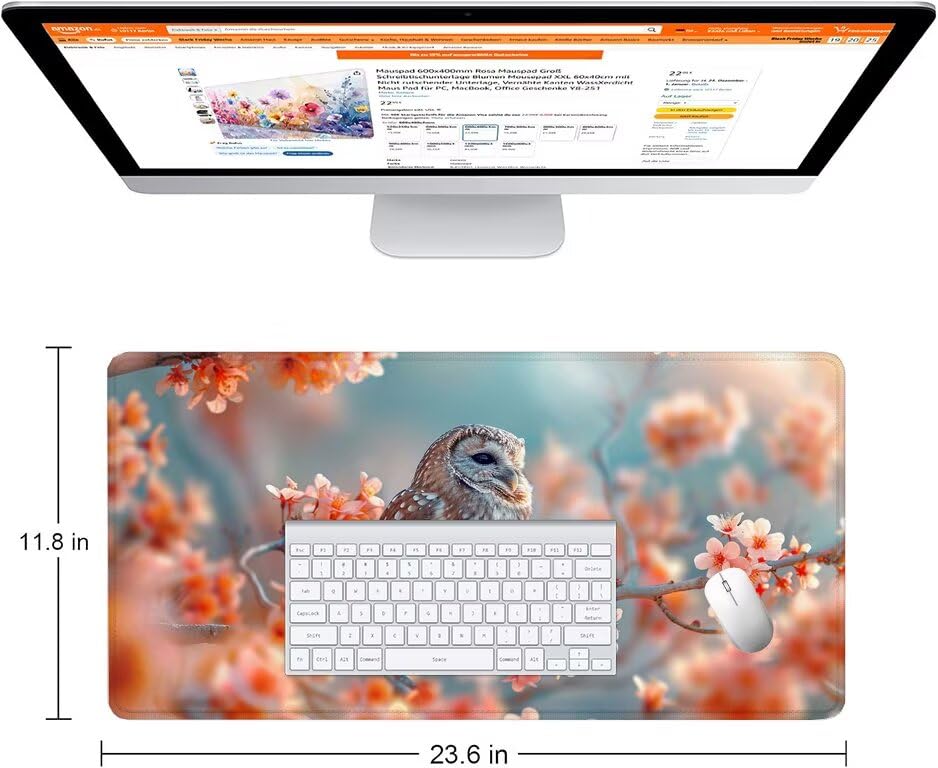 Schreibtischunterlage Vogel Mauspad XXL 150x80cm Mousepad Tier Gaming Mauspad mit Nicht rutschender Unterlage, Vernähte Kanten WassXerdicht Anti-Rutsch Maus Pad für Laptop, Office Geschenke F0-623 Bild 2