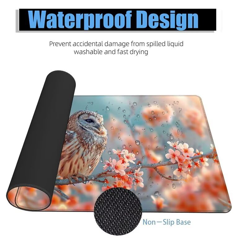 Schreibtischunterlage Vogel Mauspad XXL 150x80cm Mousepad Tier Gaming Mauspad mit Nicht rutschender Unterlage, Vernähte Kanten WassXerdicht Anti-Rutsch Maus Pad für Laptop, Office Geschenke F0-623 Bild 4