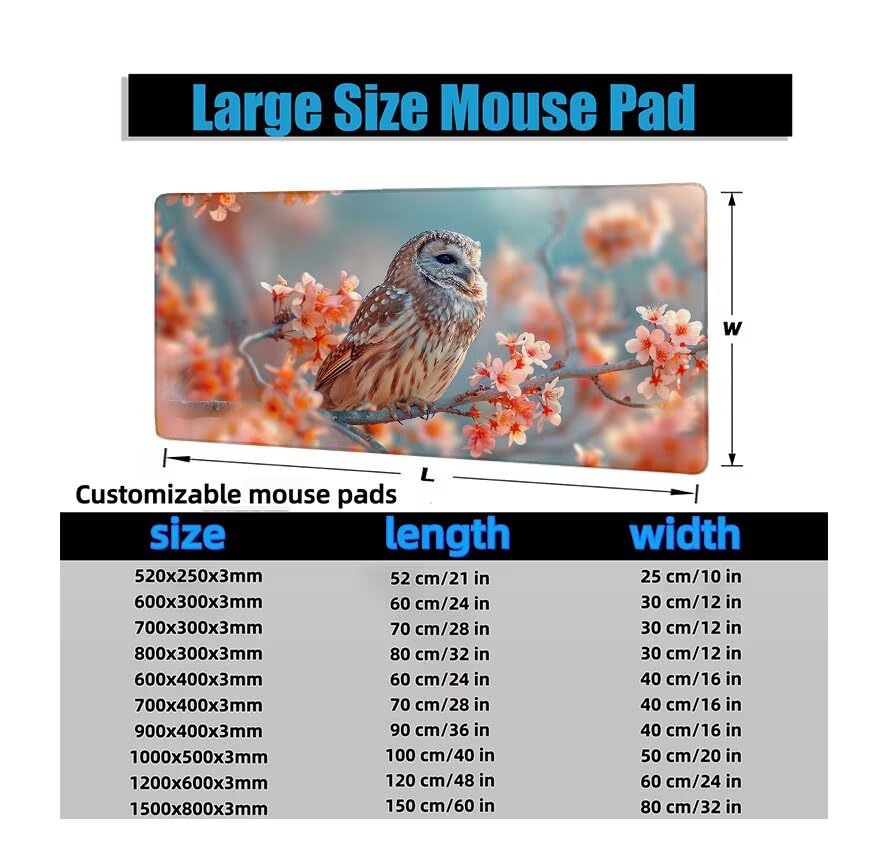 Schreibtischunterlage Vogel Mauspad XXL 150x80cm Mousepad Tier Gaming Mauspad mit Nicht rutschender Unterlage, Vernähte Kanten WassXerdicht Anti-Rutsch Maus Pad für Laptop, Office Geschenke F0-623 Bild 6
