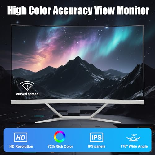 24 Zoll All-in-One Desktop-Computer, N5095 FHD Display Curved Monitor PC 8GB RAM 512 SSD, WiFi und Bluetooth, Tastatur & Maus, Weiß, für Home Office Gaming Bild 3