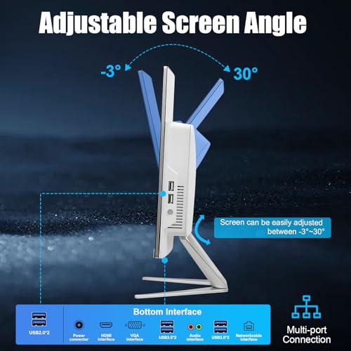 24 Zoll All-in-One Desktop-Computer, N5095 FHD Display Curved Monitor PC 8GB RAM 512 SSD, WiFi und Bluetooth, Tastatur & Maus, Weiß, für Home Office Gaming Bild 6