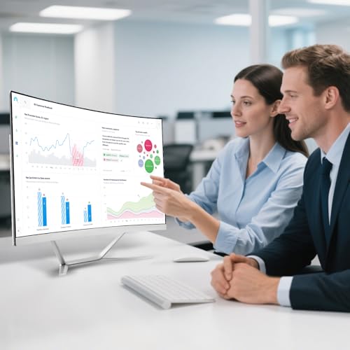 24 Zoll All-in-One Desktop-Computer, N5095 FHD Display Curved Monitor PC 8GB RAM 512 SSD, WiFi und Bluetooth, Tastatur & Maus, Weiß, für Home Office Gaming Bild 7