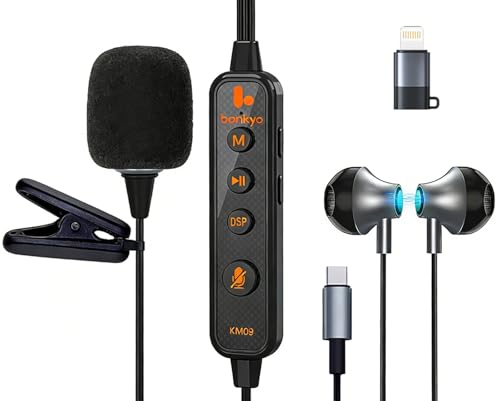 KM09 Soundkarte Karaoke Headset mit In-Ear-Überwachung, Sprachwechsler Eingebaute Soundkarte, Tragbares Karaoke-Mikrofon & Kopfhörer, Typ C HiFi Wired Earbuds für Live-Stream/Karaoke/Gaming Bild 1