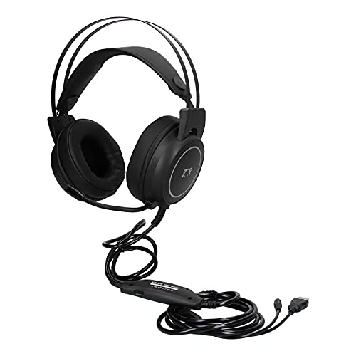 Kabelgebundenes Gaming-Headset mit 50-mm-Treibern, Surround-Stereo-Sound, RGB-Beleuchtung und omnidirektional biegbarer Mikrofon für PC-Computerspiele (Schwarz) Bild 1