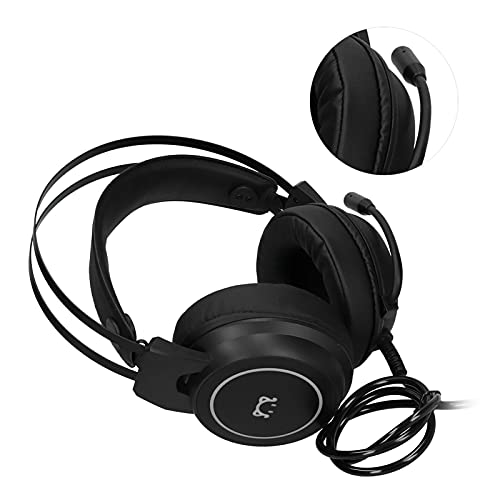 Kabelgebundenes Gaming-Headset mit 50-mm-Treibern, Surround-Stereo-Sound, RGB-Beleuchtung und omnidirektional biegbarer Mikrofon für PC-Computerspiele (Schwarz) Bild 2