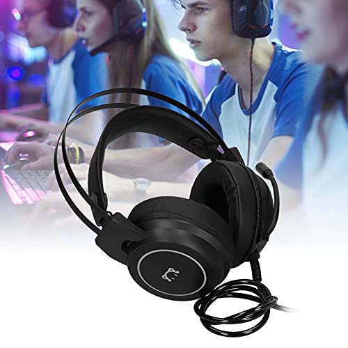 Kabelgebundenes Gaming-Headset mit 50-mm-Treibern, Surround-Stereo-Sound, RGB-Beleuchtung und omnidirektional biegbarer Mikrofon für PC-Computerspiele (Schwarz) Bild 3