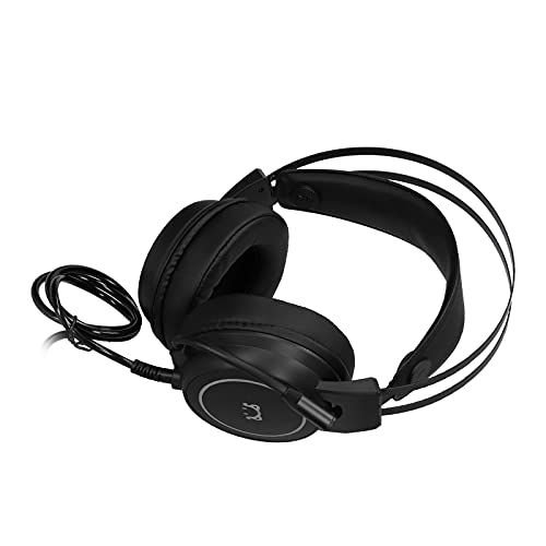 Kabelgebundenes Gaming-Headset mit 50-mm-Treibern, Surround-Stereo-Sound, RGB-Beleuchtung und omnidirektional biegbarer Mikrofon für PC-Computerspiele (Schwarz) Bild 4
