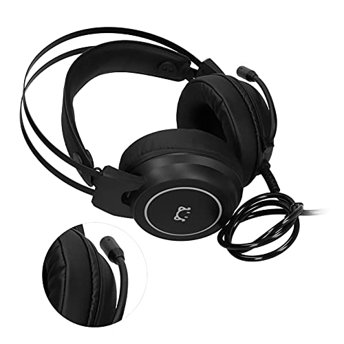 Kabelgebundenes Gaming-Headset mit 50-mm-Treibern, Surround-Stereo-Sound, RGB-Beleuchtung und omnidirektional biegbarer Mikrofon für PC-Computerspiele (Schwarz) Bild 5