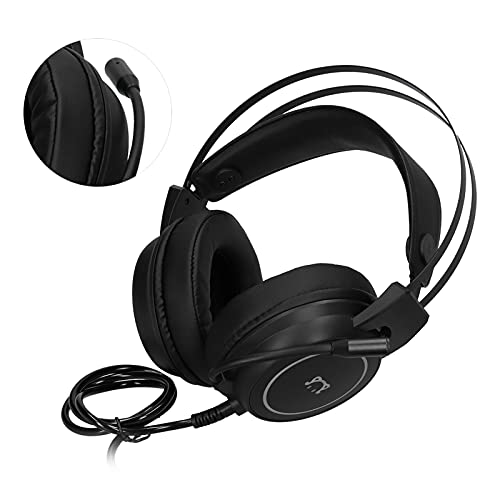 Kabelgebundenes Gaming-Headset mit 50-mm-Treibern, Surround-Stereo-Sound, RGB-Beleuchtung und omnidirektional biegbarer Mikrofon für PC-Computerspiele (Schwarz) Bild 6