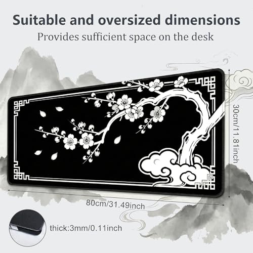 Mauspad XL Gaming, 800 x 300 mm Mousepad groß, Schreibtischunterlage Desk Mat, Verbessert Präzision und Geschwindigkeit, rutschfest, vernähte Kanten, für PC, Laptop, Tastatur, Maus Bild 2