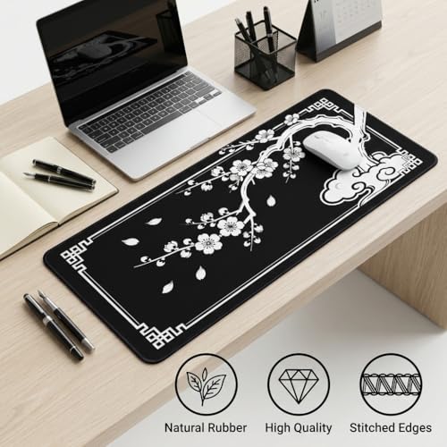 Mauspad XL Gaming, 800 x 300 mm Mousepad groß, Schreibtischunterlage Desk Mat, Verbessert Präzision und Geschwindigkeit, rutschfest, vernähte Kanten, für PC, Laptop, Tastatur, Maus Bild 4