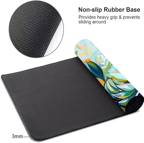 Mauspad XXL 1400x600x3 mm Gaming Mousepad mit Vernähte Kanten - rutschfest Mouse Pad - für PC mit Glatter Oberfläche Mauspad, Mousepad Grün Blume, Maus Pad für alle Maustypen PjY10382 2-H Bild 4
