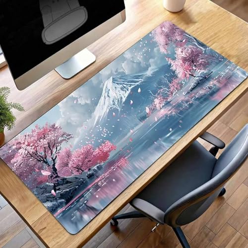 Mauspad XXL 1400x600x3 mm Gaming Mousepad mit Vernähte Kanten - rutschfest Mouse Pad - für PC mit Glatter Oberfläche Mauspad, Mousepad Blumen Rosa, Maus Pad für alle Maustypen PjY10120 T-M Bild 1