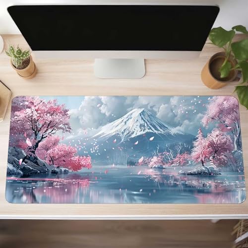 Mauspad XXL 1400x600x3 mm Gaming Mousepad mit Vernähte Kanten - rutschfest Mouse Pad - für PC mit Glatter Oberfläche Mauspad, Mousepad Blumen Rosa, Maus Pad für alle Maustypen PjY10120 T-M Bild 2
