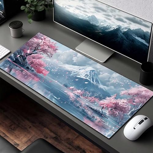 Mauspad XXL 1400x600x3 mm Gaming Mousepad mit Vernähte Kanten - rutschfest Mouse Pad - für PC mit Glatter Oberfläche Mauspad, Mousepad Blumen Rosa, Maus Pad für alle Maustypen PjY10120 T-M Bild 3