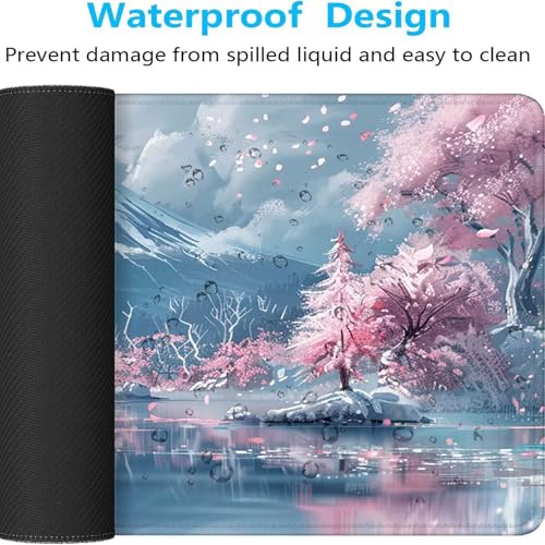 Mauspad XXL 1400x600x3 mm Gaming Mousepad mit Vernähte Kanten - rutschfest Mouse Pad - für PC mit Glatter Oberfläche Mauspad, Mousepad Blumen Rosa, Maus Pad für alle Maustypen PjY10120 T-M Bild 5