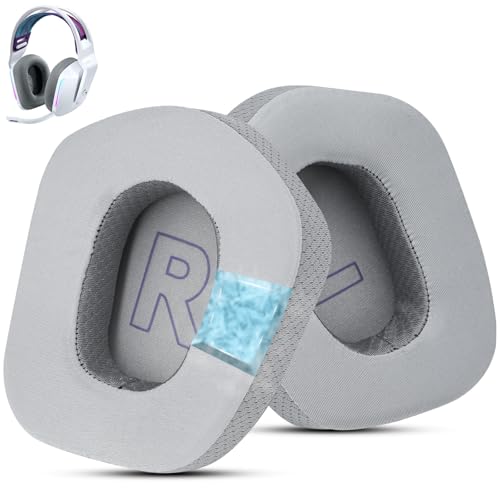 Kühlende Gel-Ersatz-Ohrpolster für Logitech G733 G535 G335 Lightspeed Kabelloses Gaming Headset, Ohrpolster aus haltbarem Eisseide-Stoff, Geräuschisolierendes Schaumstoff (Grau) Bild 1