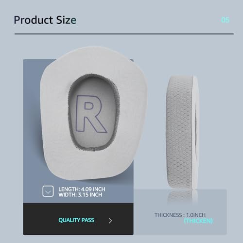 Kühlende Gel-Ersatz-Ohrpolster für Logitech G733 G535 G335 Lightspeed Kabelloses Gaming Headset, Ohrpolster aus haltbarem Eisseide-Stoff, Geräuschisolierendes Schaumstoff (Grau) Bild 6