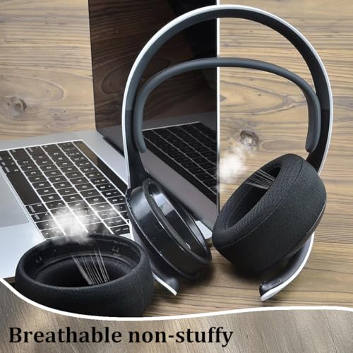 PS5 Kopfhörer Ohrpolster, Mesh Stoff Ersatzpolster mit Memory-Schaumstoff für Soy Puls 3D Wireless Headset, Ideal für Gaming, Musik und langes Tragen Bild 4