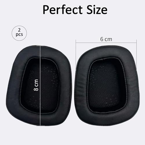 Hochwertige Ersatz-Ohrpolster kompatibel mit Logitech Gaming Headsets G935, G933, G930, G635, G633, G430, G432 & mehr – 1 Paar Memory-Schaumstoff Ohrkissen, Schwarz Bild 2