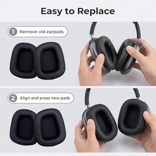 Hochwertige Ersatz-Ohrpolster kompatibel mit Logitech Gaming Headsets G935, G933, G930, G635, G633, G430, G432 & mehr – 1 Paar Memory-Schaumstoff Ohrkissen, Schwarz Bild 3