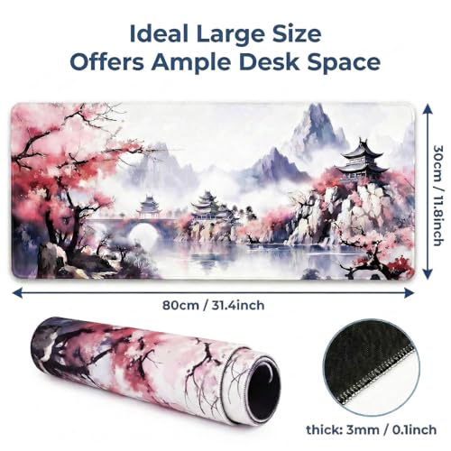 Gaming Mauspad Groß, 80 x 30 cm Schreibtischunterlage mit Rutschfester Gummiunterseite, Waschbares Mauspad, Tischunterlage Mouse Pad für PC Laptop Maus und Tastatur Bild 2