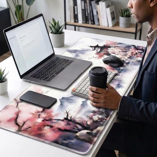 Gaming Mauspad Groß, 80 x 30 cm Schreibtischunterlage mit Rutschfester Gummiunterseite, Waschbares Mauspad, Tischunterlage Mouse Pad für PC Laptop Maus und Tastatur Bild 5
