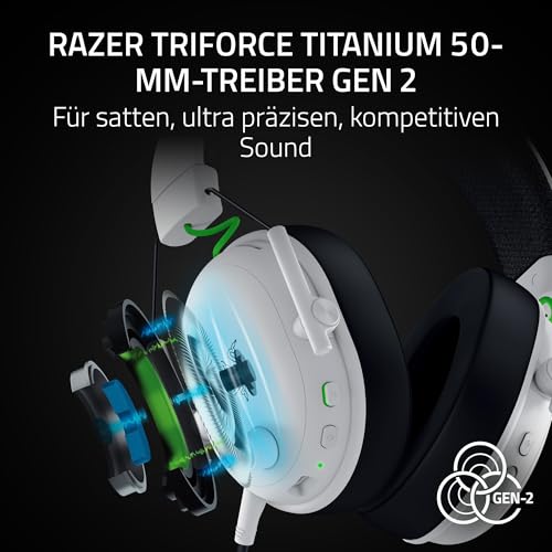 Razer BlackShark V3 Xbox S|X - Kabelloses E-Sport-Headset - Triforce 50mm Treiber - Abnehmbares Breitband-Mikrofon - HyperSpeed 2,4 GHz & Bluetooth - Surround Sound - Xbox/PC | Weiß Bild 4