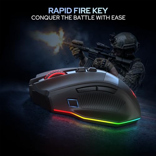 Redragon M923 PRO 3-Mode RGB Gaming Maus, Optische Ergonomische Gamer Maus mit Max 24.000 DPI, Pro Präzisionssensor SG8960, 8 Makrotasten, Softwareunterstützung Bild 6