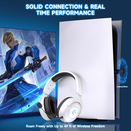 Kabelloses Gaming-Headset für PC PS5 PS4, 2,4 GHz USB & Typ-C & Bluetooth 5.3 Gaming-Kopfhörer mit Mikrofon, 3D-Surround-Sound, 45H Akku, drehbare kabellose Headsets für Switch Laptop Mobile Bild 2