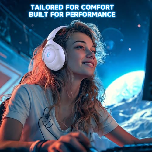 Kabelloses Gaming-Headset für PC PS5 PS4, 2,4 GHz USB & Typ-C & Bluetooth 5.3 Gaming-Kopfhörer mit Mikrofon, 3D-Surround-Sound, 45H Akku, drehbare kabellose Headsets für Switch Laptop Mobile Bild 4