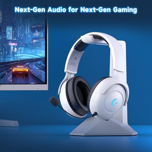 Kabelloses Gaming-Headset für PC PS5 PS4, 2,4 GHz USB & Typ-C & Bluetooth 5.3 Gaming-Kopfhörer mit Mikrofon, 3D-Surround-Sound, 45H Akku, drehbare kabellose Headsets für Switch Laptop Mobile Bild 7